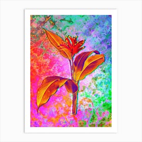 Lobster Claws Botanical in Acid Neon Pink Green and Blue Art Print