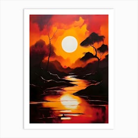 Sunset Over The River 3 Art Print