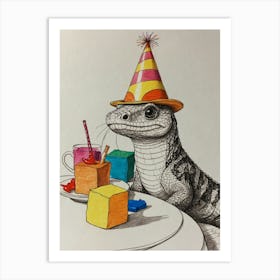 Birthday Lizard 1 Art Print