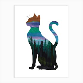 Cat In The Forest Art Print