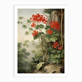 Vintage Jungle Botanical Illustration Jungle Geranium 1 Art Print