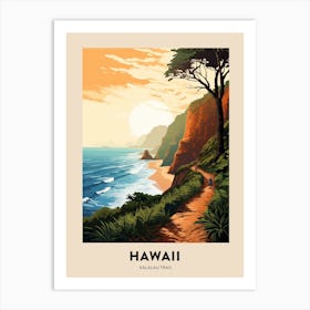 Kalalau Trail Hawaii 2 Vintage Hiking Travel Poster Art Print