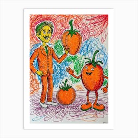 Man And A Tomato Art Print