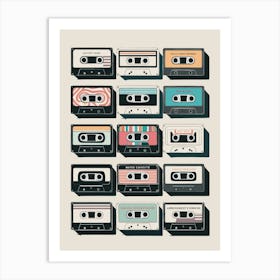 Retro Cassettes Art Print