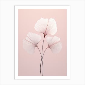 Ginkgo Leaves On Pink Background Art Print