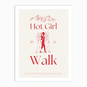 Hot Girl Walk Retro Quote  Art Print