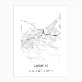 Cananea,Mexico Minimalist Map Art Print