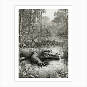 Alligator In The Jungle 1 Art Print