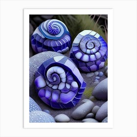 Periwinkle Snails On Rocks Patchwork Art Print
