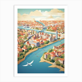 Nantes, France, Geometric Illustration 3 Art Print