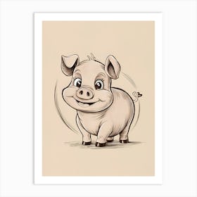 Pig Drawing Art Print