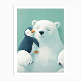 Polar Bear And Penguin Art Print