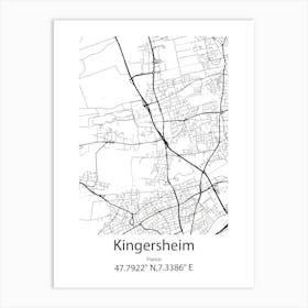 Kingersheim,France Minimalist Map Art Print