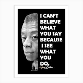 James Baldwin African-American writer and civil rights activist with Quotes Art Print