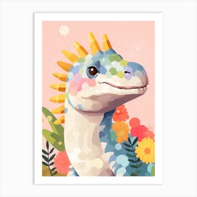 Colourful Dinosaur Stegoceras 1 Art Print