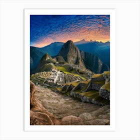 Sunset At Machu Picchu Art Print