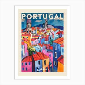 Lisbon Portugal 6 Fauvist Painting  Travel Poster Art Print