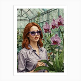 Orchids In A Greenhouse 1 Art Print