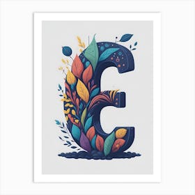 Colorful Letter E Illustration 9 Art Print