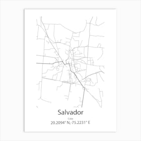 Salvador,Cuba Minimalist Map Art Print