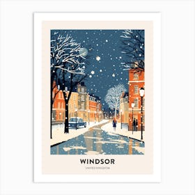 Winter Night  Travel Poster Windsor United Kingdom 2 Art Print
