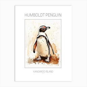 Humboldt Penguin Kangaroo Island Penneshaw Watercolour Painting 4 Poster Art Print