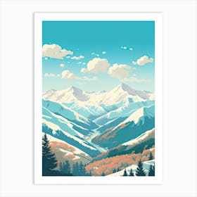 Hakuba Valley   Nagano, Japan, Ski Resort Illustration 0 Simple Style Art Print