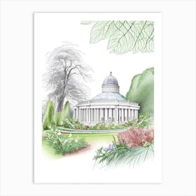 Kew Gardens Hillsborough Castle, United Kingdom Vintage Pencil Drawing Art Print
