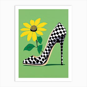 Step with Style: Women, Sneakers, and yellow-green Flowers Art Print