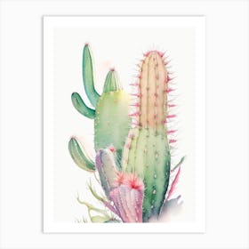 Ladyfinger Cactus Pastel Watercolour Art Print