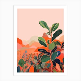 Boho Plant Painting Rubber Plant Ficus 5 Art Print