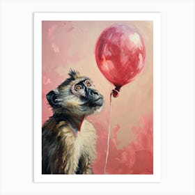 Cute Baboon 1 With Balloon Art Print