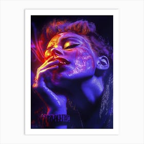 Purple Woman Smoking A Cigarette Art Print