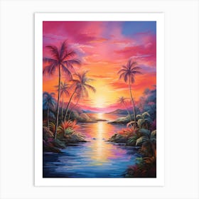 Sunset With Palm Trees 2 Art Print