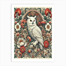 william morris barn Owl in flowers Art Print