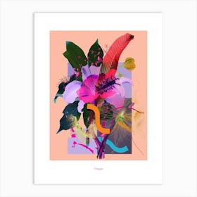 Flower 4 Neon Flower Collage Poster Art Print