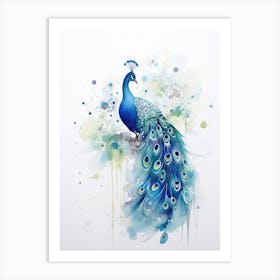 Peacock Watercolor Painting 1 Art Print