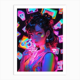 Neon Girl 3 Art Print