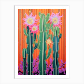 Mexican Style Cactus Illustration Ladyfinger Cactus 1 Art Print