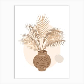 Palm Tree In A Pot Beige Boho Botanical Art Print