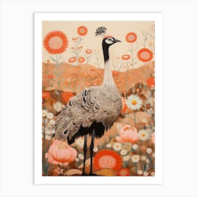 Emu 3 Detailed Bird Painting Art Print