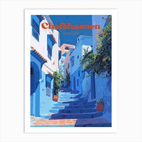 Chefchaouen Morocco Blue City Travel Art Illustration Art Print