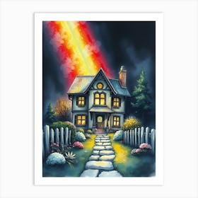 Rainbow Over A House Art Print