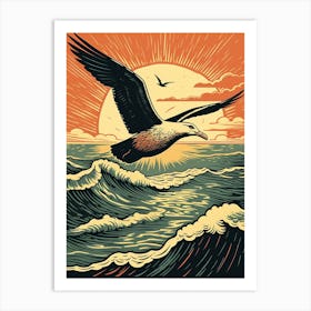 Vintage Bird Linocut Albatross 3 Art Print