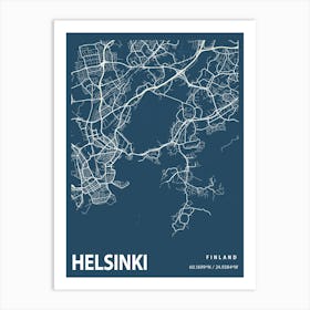 Helsinki Blueprint City Map 1 Art Print