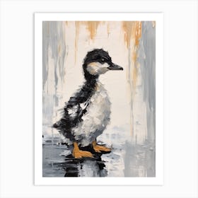 Minimalist Portrait Of A Duckling Black & White 7 Art Print