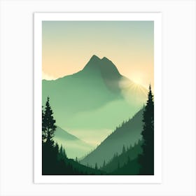 Misty Mountains Vertical Background In Green Tone 36 Art Print