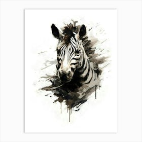 Aesthetic Abstract Watercolor Zebra Art Print