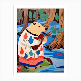 Maximalist Animal Painting Beaver 1 Art Print