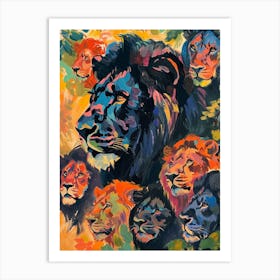 Black Lion Lion In Different Seasons Fauvist Painting 3 Art Print